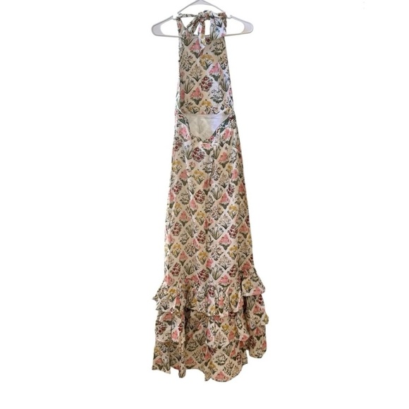 🆕 AGUA BENDITA Magnolia Magladena Floral Linen Maxi Dress Sz S - Picture 3 of 9